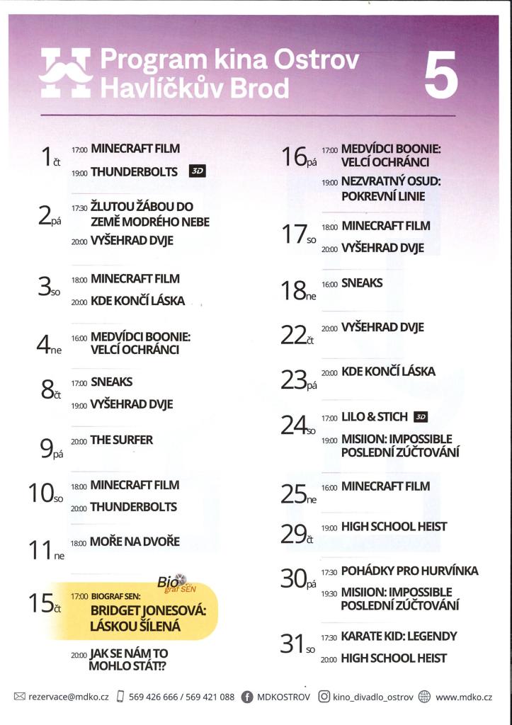 Program kina Ostrov Havlíčkův Brod 5