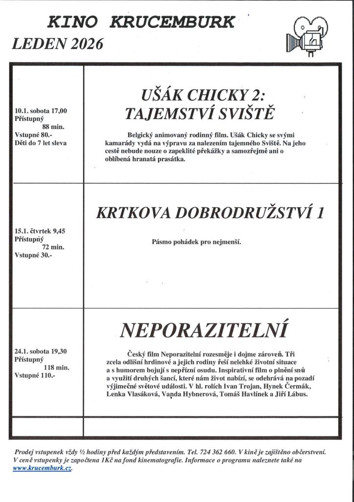 Kino Krucemburk leden 2026