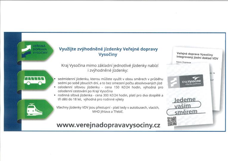 Zvýhodněné jízdenky Veřejné dopravy Vysočiny