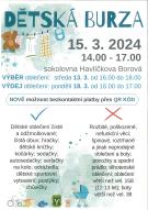 Dětská burza 15. 3. 2024 v sokolovně v Havlíčkově Borové 1