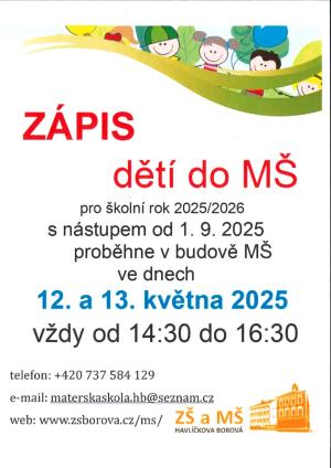 Zápis dětí do MŠ