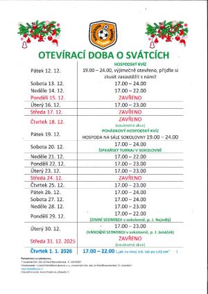 Otevírací doba o svátcích